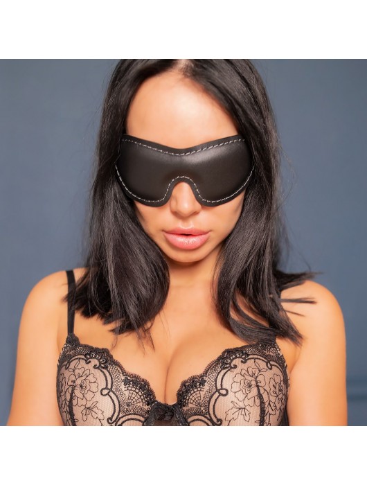 Черная мягкая закрытая маска из натуральной кожи - Crazy Handmade - купить с доставкой в Комсомольске-на-Амуре