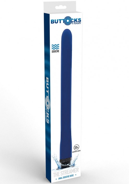 Синяя анальная насадка для душа Buttocks The Streamer Anal Douche - 24,5 см. - Toy Joy - купить с доставкой в Комсомольске-на-Амуре