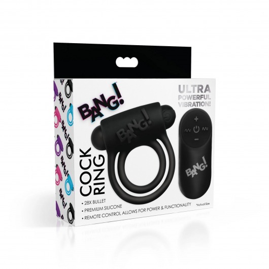 Черное эрекционное виброкольцо 28X Remote Control Vibrating Cock Ring   Bullet - XR Brands - в Комсомольске-на-Амуре купить с доставкой