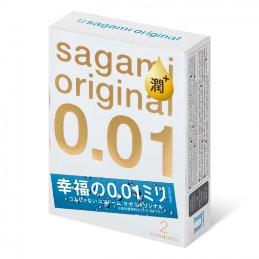 Увлажнённые презервативы Sagami Original 0.01 Extra Lub - 2 шт. - Sagami - купить с доставкой в Комсомольске-на-Амуре