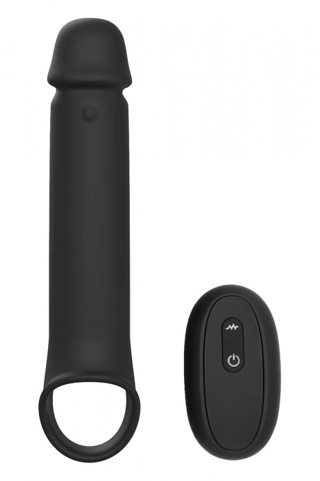 Черная насадка-удлинитель с вибрацией Vibrating Extender With Remote - Dream Toys - в Комсомольске-на-Амуре купить с доставкой