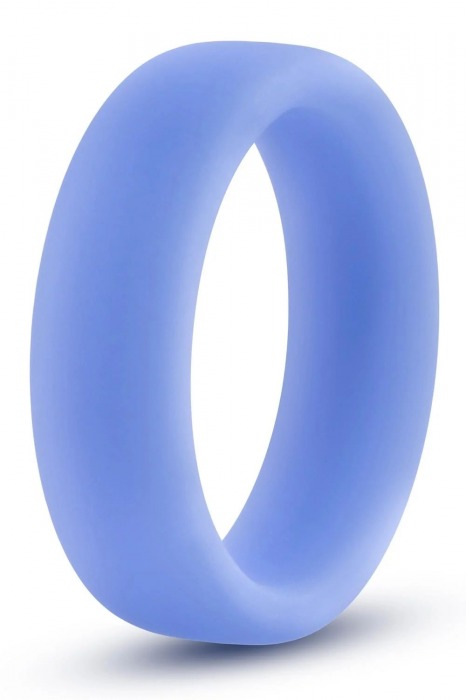 Голубое люминесцентное кольцо Silicone Glo Cock Ring - Blush Novelties - в Комсомольске-на-Амуре купить с доставкой