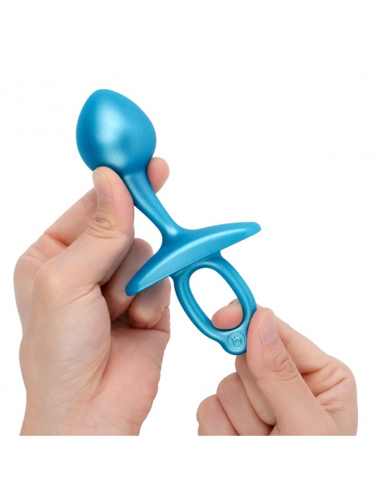 Голубая анальная пробка для массажа простаты Bulb Silicone Prostate Plug - 10,7 см. - b-Vibe - в Комсомольске-на-Амуре купить с доставкой