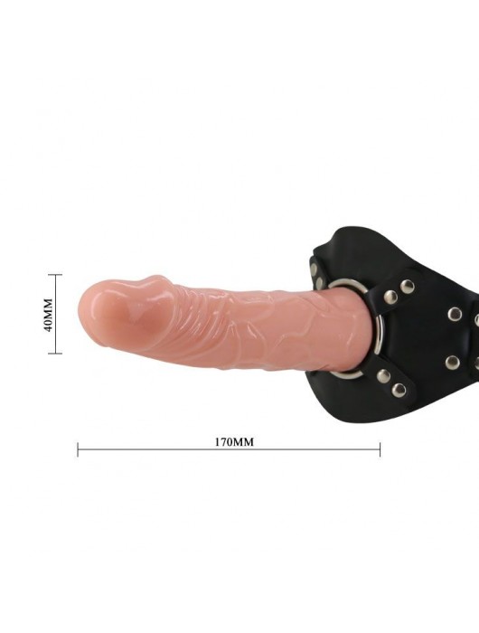 Телесный фаллос с креплением на ногу - 17 см. - Baile - купить с доставкой в Комсомольске-на-Амуре
