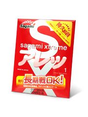 Утолщенный презерватив Sagami Xtreme FEEL LONG с точками - 1 шт. - Sagami - купить с доставкой в Комсомольске-на-Амуре