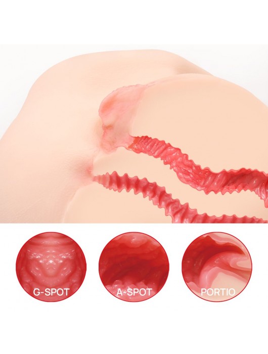 Телесный полуторс с двойным слоем материала и вибрацией Vanilla Onahole Real Vagina - KOKOS - в Комсомольске-на-Амуре купить с доставкой