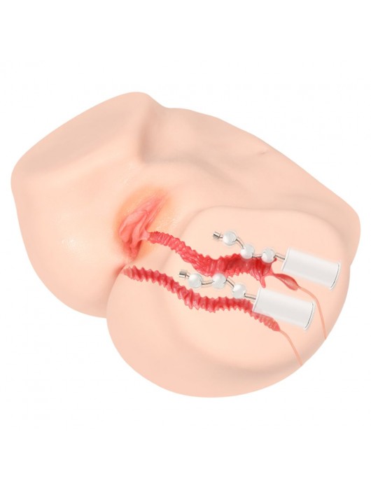 Телесный полуторс с двойным слоем материала и вибрацией Vanilla Onahole Real Vagina - KOKOS - в Комсомольске-на-Амуре купить с доставкой