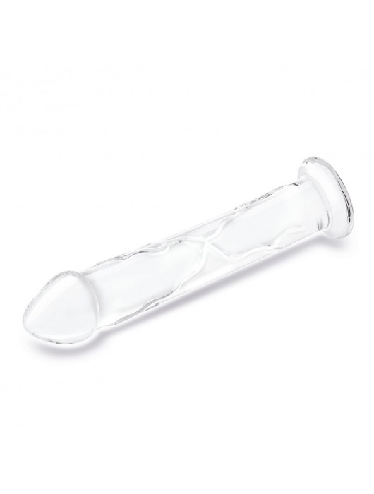 Большой стеклянный стимулятор 12’’ Glass Dildo With Veins   Flat Base - 28 см. - Glas