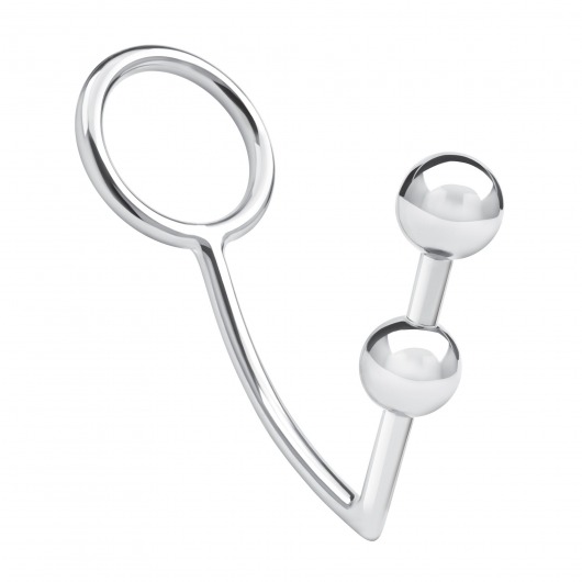 Кольцо на пенис с анальным стимулятором Two Bead Stainless Steel Anal Hook   Cock Ring - BlueLine - в Комсомольске-на-Амуре купить с доставкой
