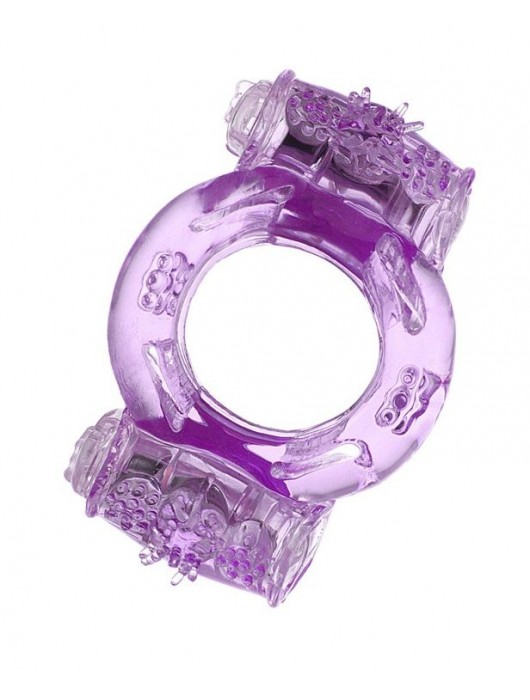 Фиолетовое виброкольцо с двумя вибропульками - Toyfa Basic - в Комсомольске-на-Амуре купить с доставкой