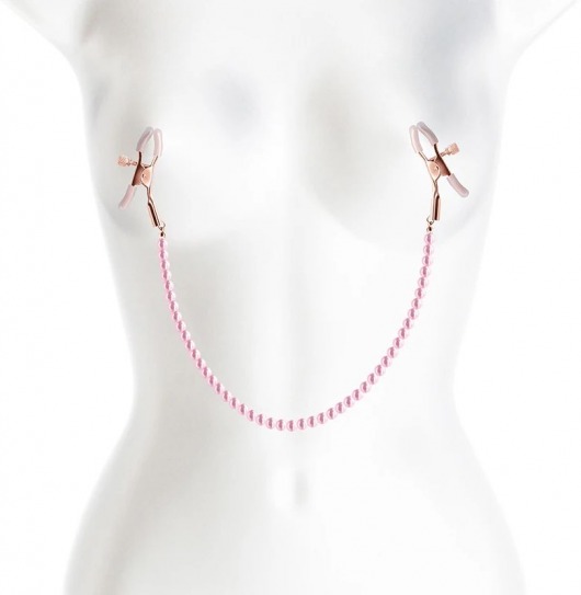 Зажимы на соски с розовыми бусами - Kanikule - купить с доставкой в Комсомольске-на-Амуре