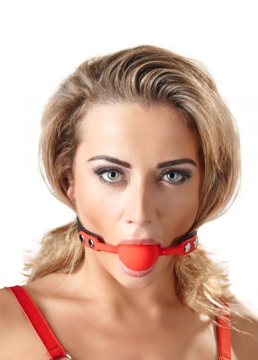 Силиконовый кляп-шар на чёрных ремешках Red Gag silicone - Orion - купить с доставкой в Комсомольске-на-Амуре