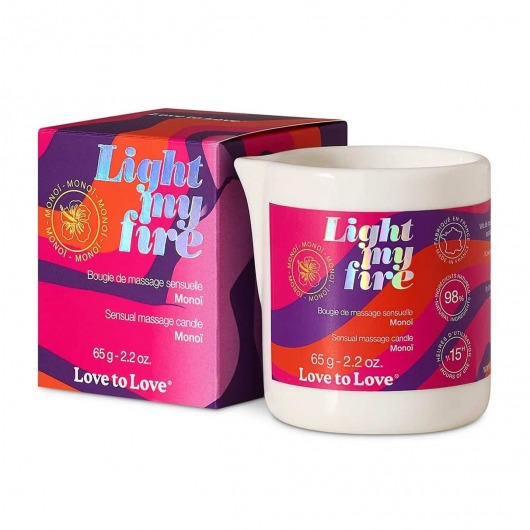 Массажная свеча Light My Fire с ароматом моной - 80 мл. - Love to Love - купить с доставкой в Комсомольске-на-Амуре