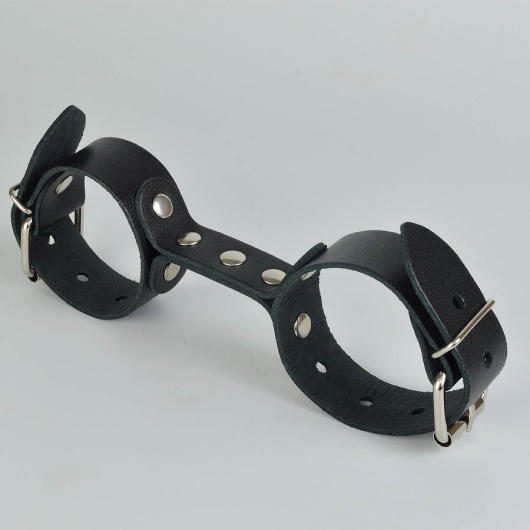 Черные кожаные наручники-фиксатор - Sitabella - купить с доставкой в Комсомольске-на-Амуре