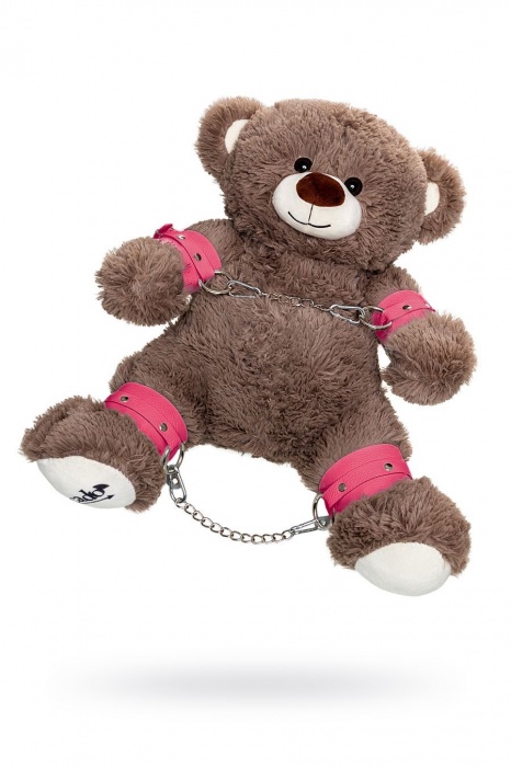 Бондажный набор: бурый мишка с розовыми оковами и наручниками - Pecado - купить с доставкой в Комсомольске-на-Амуре