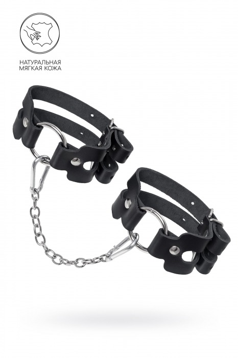 Черные кожаные оковы из двух ремешков - Pecado - купить с доставкой в Комсомольске-на-Амуре