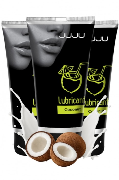 Набор из 3 съедобных лубрикантов JUJU со вкусом кокоса - JuJu - купить с доставкой в Комсомольске-на-Амуре
