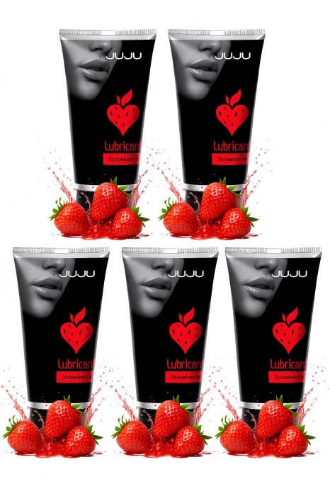 Набор из 5 съедобных лубрикантов JUJU со вкусом клубники - JuJu - купить с доставкой в Комсомольске-на-Амуре