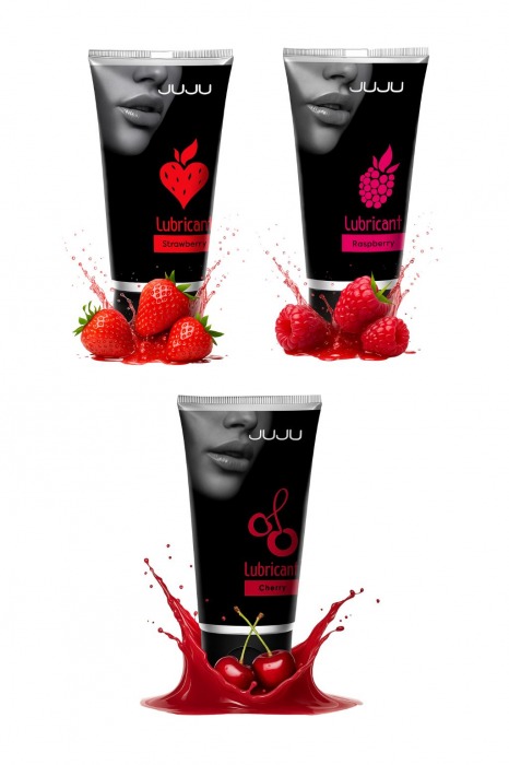 Набор из 3 съедобных лубрикантов JUJU (клубника, малина, вишня) - JuJu - купить с доставкой в Комсомольске-на-Амуре