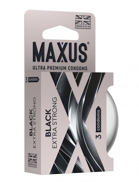 Черные утолщенные презервативы MAXUS Extra Strong с железным кейсом - 3 шт. - Maxus - купить с доставкой в Комсомольске-на-Амуре