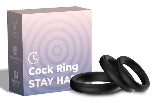 Набор из 3 черных эрекционных колец Stay Hard - Boys of Toys - в Комсомольске-на-Амуре купить с доставкой