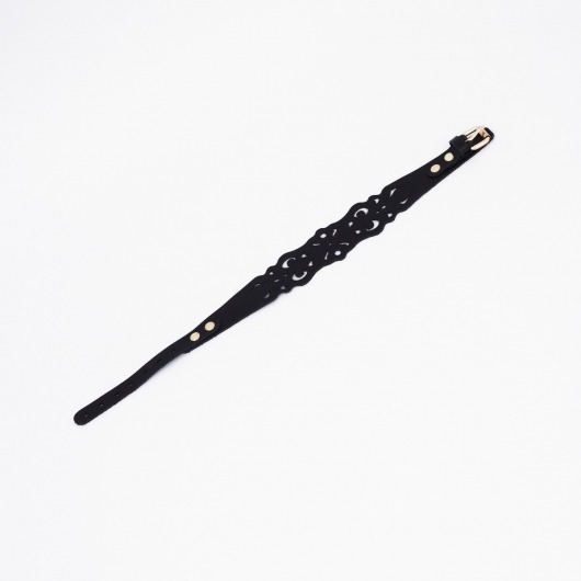 Черный ажурный чокер с золотистой фурнитурой - Crazy Handmade - купить с доставкой в Комсомольске-на-Амуре