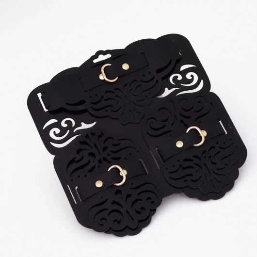 Фигурный набор для БДСМ-игр с узорами и золотистой фурнитурой - Crazy Handmade - купить с доставкой в Комсомольске-на-Амуре Фигурный набор для БДСМ-игр с узорами и золотистой фурнитурой - Crazy Handmade - купить с доставкой в Комсомольске-на-Амуре