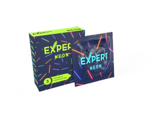 Светящиеся в темноте презервативы Expert Neon - 3 шт. - Expert - купить с доставкой в Комсомольске-на-Амуре