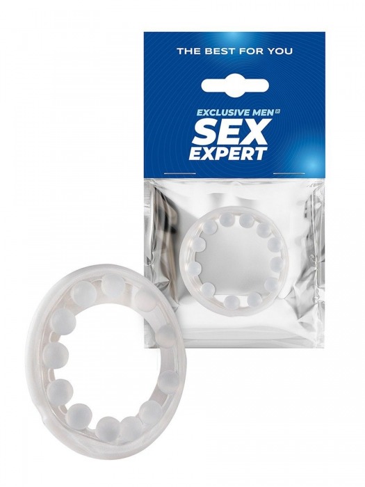 Эрекционное кольцо со стимулирующими шариками на поверхности - Sex Expert - в Комсомольске-на-Амуре купить с доставкой