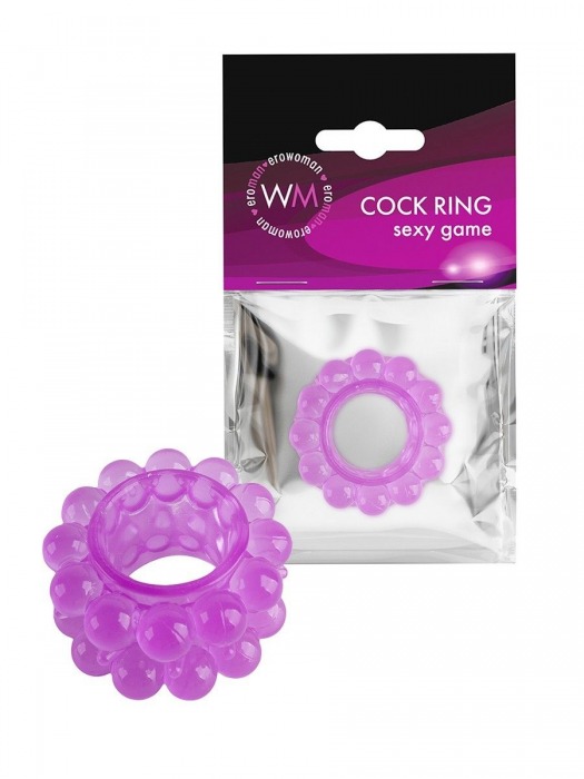 Лиловое эрекционное кольцо с 2 рядами стимулирующих шариков - Erowoman-Eroman - в Комсомольске-на-Амуре купить с доставкой