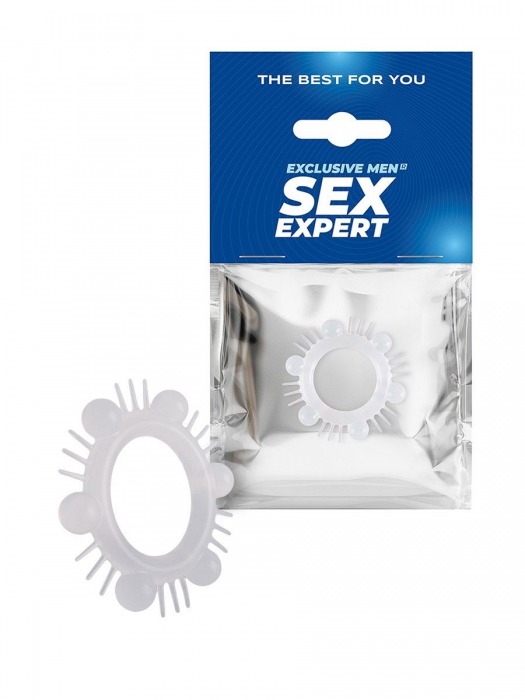 Эластичное эрекционное кольцо с шипиками и шариками - Sex Expert - в Комсомольске-на-Амуре купить с доставкой