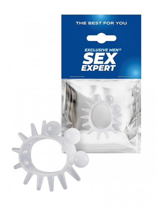 Эластичное эрекционное кольцо с шариками и лучами - Sex Expert - в Комсомольске-на-Амуре купить с доставкой
