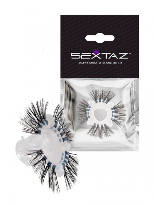 Эластичное эрекционное кольцо с черными «ресничками» - Sextaz - в Комсомольске-на-Амуре купить с доставкой