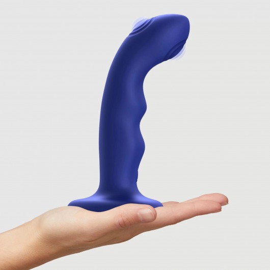Синяя насадка-стимулятор Strap-On-Me Tapping Dildo Wave - Strap-on-me - купить с доставкой в Комсомольске-на-Амуре