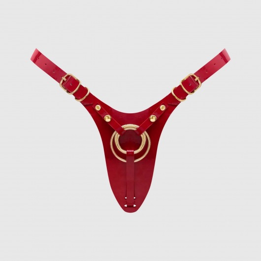 Красный пояс для фиксации насадок Strap-On-Me Leatherette Harness Fabulous - Strap-on-me - купить с доставкой в Комсомольске-на-Амуре