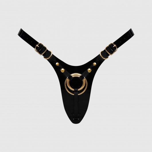 Черный пояс для фиксации насадок Strap-On-Me Leatherette Harness Fabulous - Strap-on-me - купить с доставкой в Комсомольске-на-Амуре