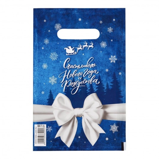 Сине-белый подарочный новогодний пакет с вырубной ручкой (20х30 см) - Сима-Ленд - купить с доставкой в Комсомольске-на-Амуре