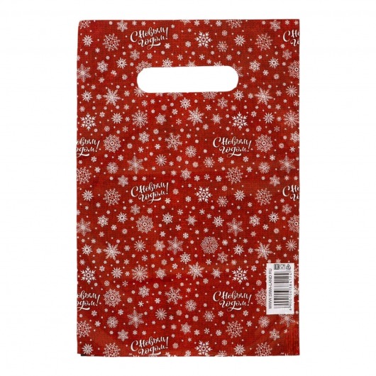 Красный подарочный новогодний пакет с вырубной ручкой (20х30 см) - Сима-Ленд - купить с доставкой в Комсомольске-на-Амуре