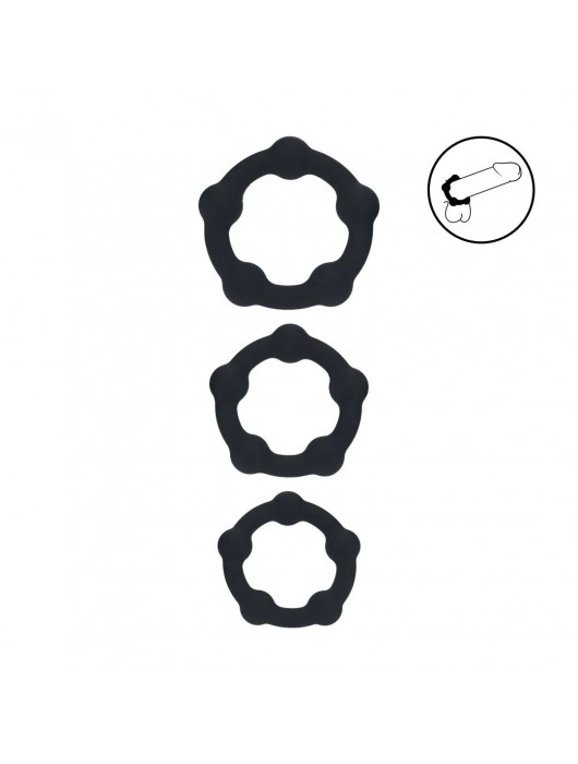 Набор из 3 эрекционных колец Beaded Silicone Cockring Set - Shots Media BV - в Комсомольске-на-Амуре купить с доставкой