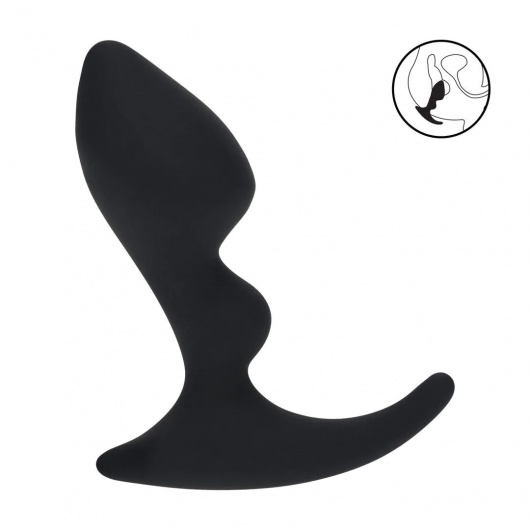 Черная анальная пробка для массажа простаты Double Ripple Silicone Prostate Massager - Shots Media BV - в Комсомольске-на-Амуре купить с доставкой