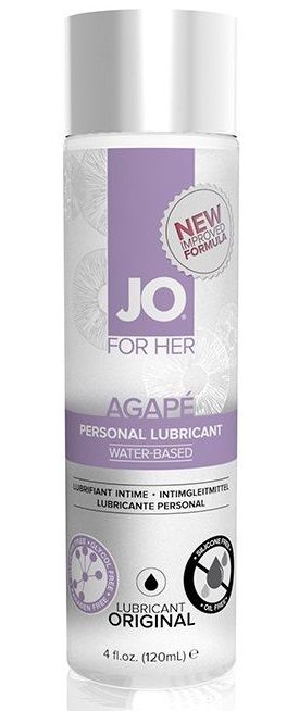 Женский лубрикант на водной основе JO AGAPE LUBRICANT ORIGINAL - 120 мл. - System JO - купить с доставкой в Комсомольске-на-Амуре