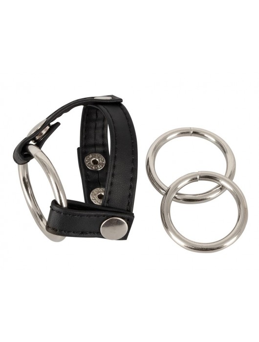 Подхват для мошонки с 3 съемными эрекционными кольцами Leder-Riemen - Orion - в Комсомольске-на-Амуре купить с доставкой