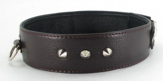 Коричневый кожаный ошейник с кольцом увеличенного размера - БДСМ Арсенал - купить с доставкой в Комсомольске-на-Амуре