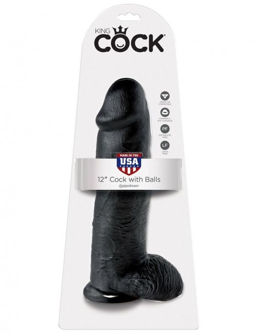 Чёрный фаллоимитатор-гигант 12  Cock with Balls - 30,5 см. - Pipedream