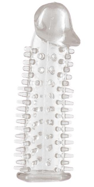 Прозрачная насадка на половой член с закрытой головкой и шипами - 12,5 см. - Toyfa Basic - в Комсомольске-на-Амуре купить с доставкой