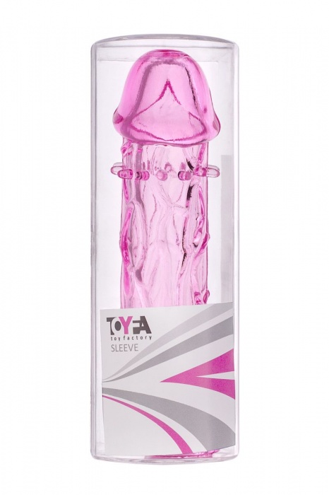 Гладкая розовая насадка с усиками под головкой - 12,5 см. - Toyfa Basic - в Комсомольске-на-Амуре купить с доставкой