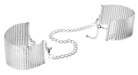 Серебристые наручники-браслеты Desir Metallique Handcuffs - Bijoux Indiscrets - купить с доставкой в Комсомольске-на-Амуре