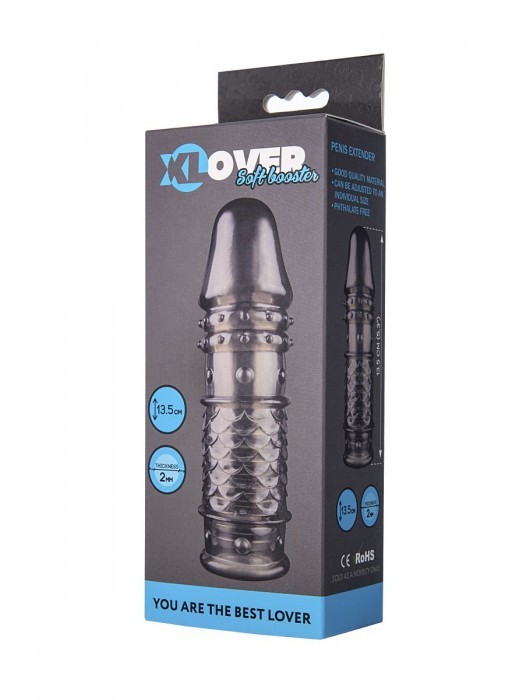 Дымчатая закрытая насадка ToyFa XLover с чешуйками и пупырышками - 13,5 см. - ToyFa - в Комсомольске-на-Амуре купить с доставкой