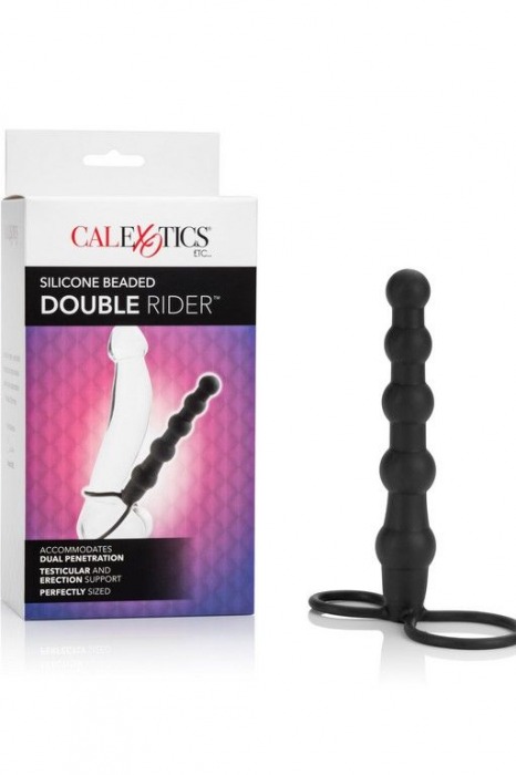 Насадка на пенис для двойного проникновения Silicone Beaded Double Rider - 14 см. - California Exotic Novelties - в Комсомольске-на-Амуре купить с доставкой