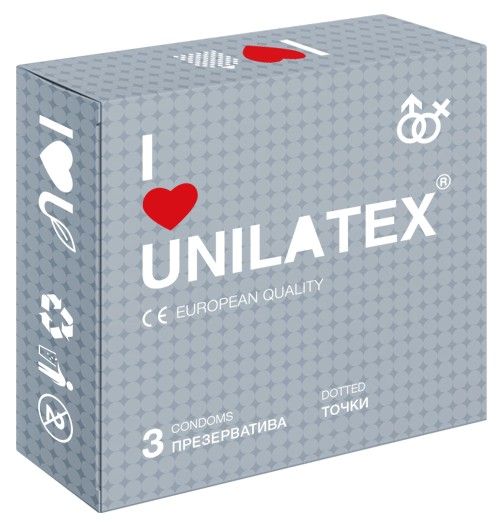 Презервативы с точками Unilatex Dotted - 3 шт. - Unilatex - купить с доставкой в Комсомольске-на-Амуре